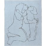 Sophie Ryder (British, b.1963). 'Mother and Child', Linocut, signed, dated 95 and numbered 20/50.