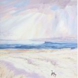 Tom Barron, 'Summer Light Over Eigg IV' oil on canvas, signed, titled on stretcher 61 x 61cm .