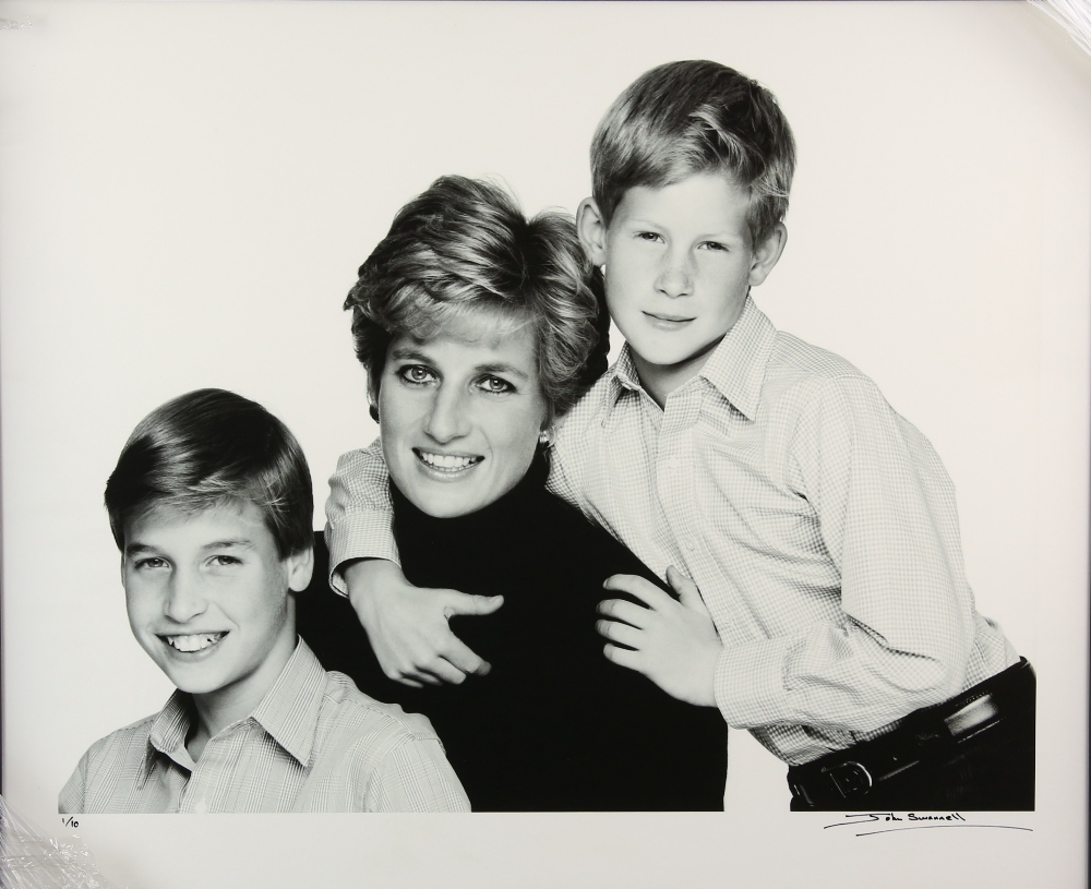 John Swannell Princess Diana Prince Harry & Prince William 1994 3 photograph signed in pen 1/10,