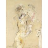 AMENDED DESCRIPTION: Jurgen Gorg, watercolour and pencil study of a woman and boy, signature