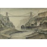 Patrick Robertson. Clifton suspension bridge, signed and dated '59, watercolour, 42cm x 62cm .