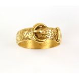 Late Victorian buckle ring, floral detailing, inside engraved 'Dear Mother at rest April 10.