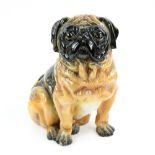 A. Bernardi, Italian pottery fireside model of a pug, 29cm high.. Please see ewbanks.co.uk for