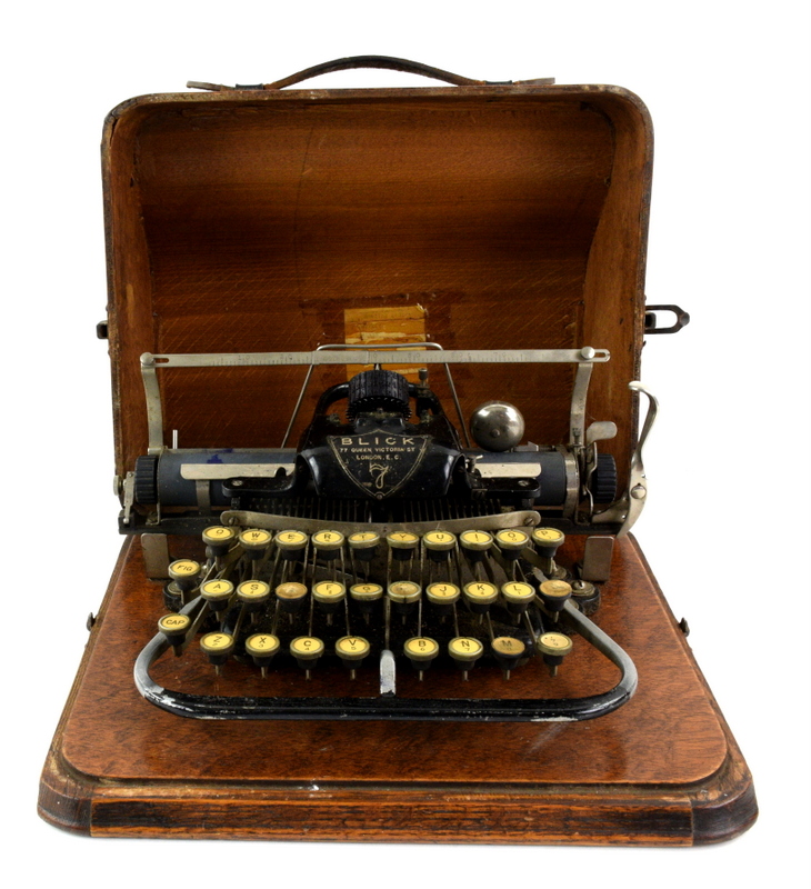 Early 1900's typewriter, Blick 7, 77 Queen Victoria Street, in wooden carry case.. Please see