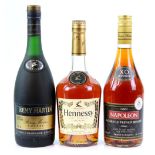 One bottle of Hennessy Very Special Cognac, 70cl. One bottle of Napoleon 3 Year Old French Brandy,