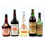 Peter Herrings Cherry Brandy and four other liquors.