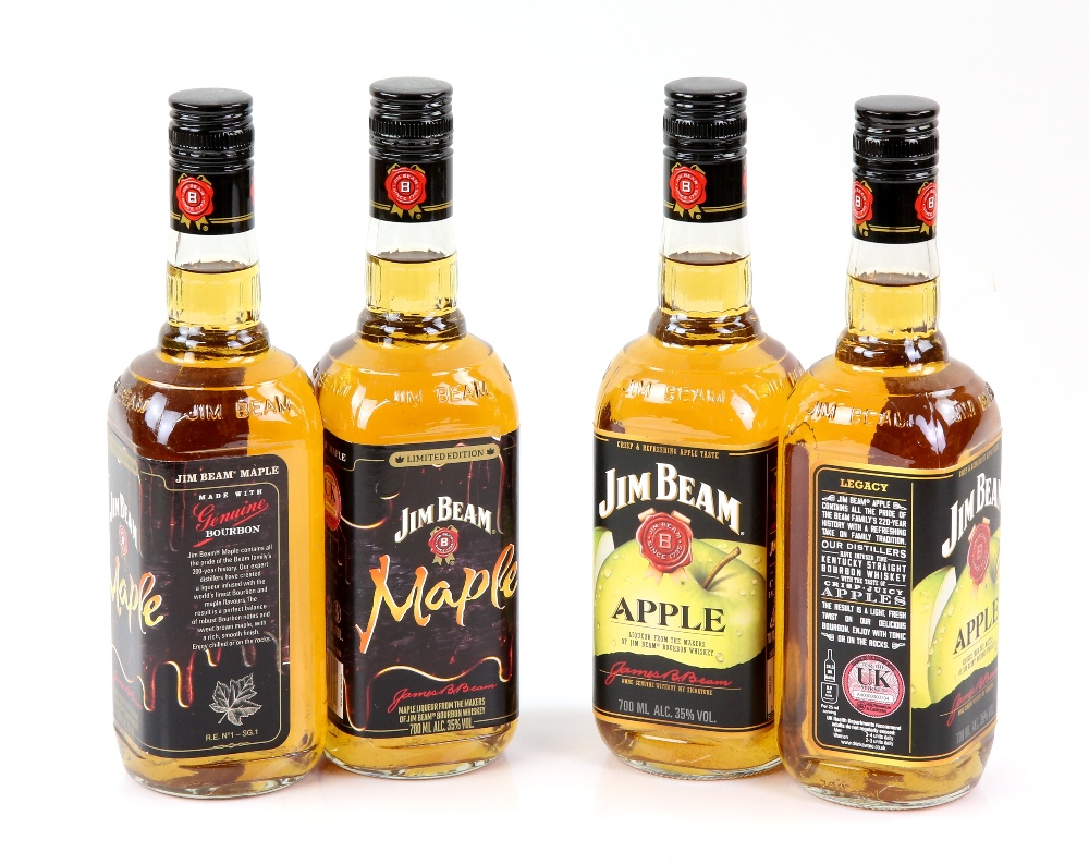 Four bottles of Jim Beam - two bottles limited edition maple liqueur and two bottles apple - Image 2 of 2