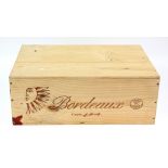 Twelve bottles of Barons De Rothschild Bordeaux red wine, 1996 vintage, in opened wooden case . case