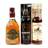 Glengoyne 8 year old single malt scotch whisky 75cl; Famous Grouse 70cl and Glayva Scottish