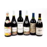 Six bottles of red wine to include one bottle of Mouton Cadet Bordeaux 2000 vintage, one bottle of