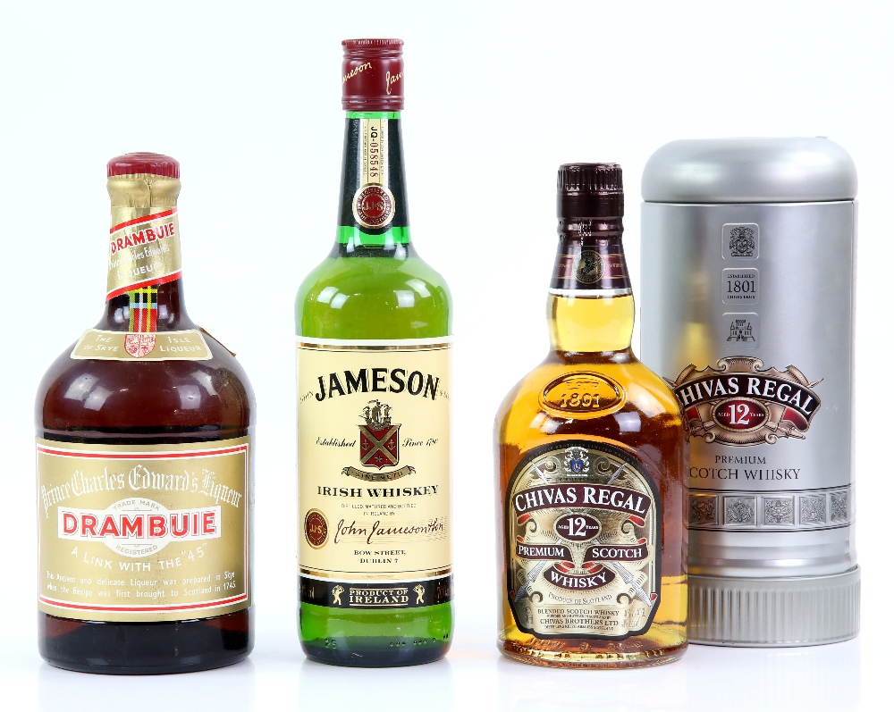 Three bottles of Spirits to include Chivas Regal Scotch Whisky, aged 12 years. One bottle of Jameson