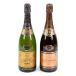 Two bottles of Veuve Clicquot Ponsardin Brut Champagne, one 1978 vintage Rose, one 1976 vintage (