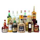 Fifteen bottles of spirits to include one bottle of Napoleon Brandy (1L), one bottle of Royal Oak