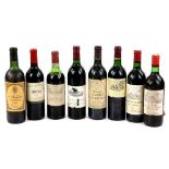 Eight bottles of red wine to include one bottle of Chateau Les Templiers Lalande-de-Pomerol 1961