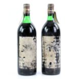 Two Magnums of Chateau Batailley Pauillac 1977 vintage red wine, damaged labels (2) .