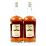 Two bottles Federal Club 90 Proof, 6 year old American blended whiskey, 40oz.