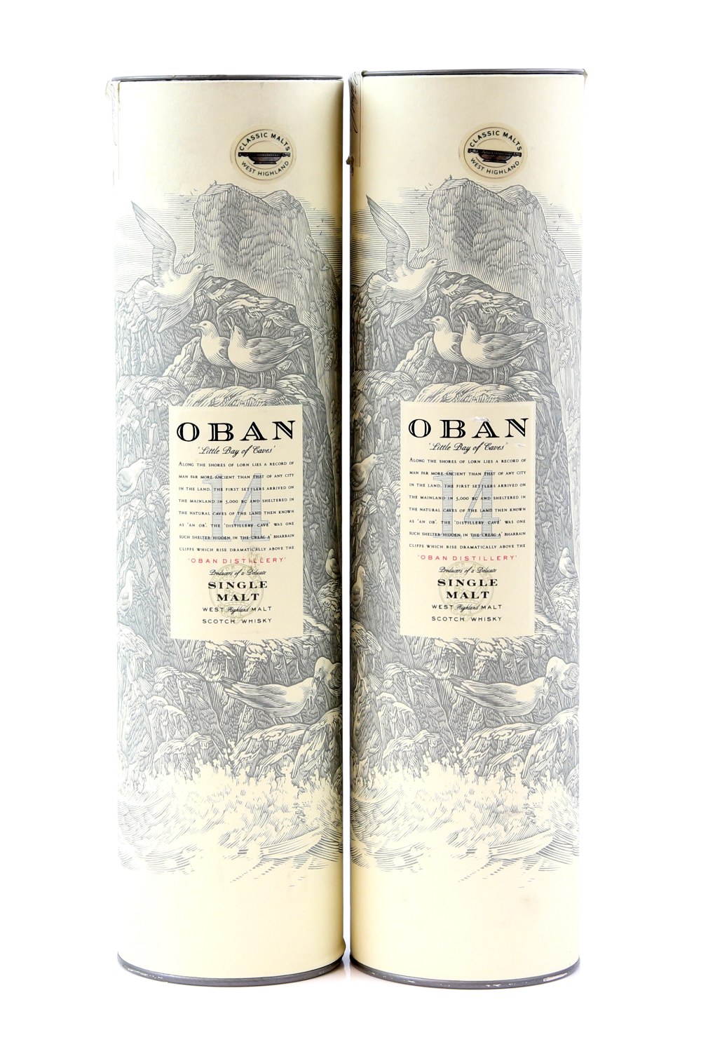 Two bottles of Oban 14 year old single malt, 70 cl.