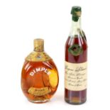 One bottle of Cognac L'Heraud Fine Petit Champagne Cogac, 42% vol, 70cl, and a bottle of Dimple