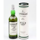 Laphroaig 10 Years Old, Islay Single Malt Scotch Whisky. Royal Warrant on back label. 1L, 43%