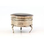 Silver and tortoiseshell trinket/ring box on three legs by Williams Coymns, London 1914.