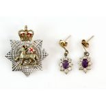 Queens Royal West Surrey Regiment Sweet heart brooch, in 9 ct hallmarked Birmingham, pin and roll