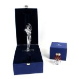 Swarovski limited edition Magic of Dance figures Isadora 2002 (x2) and Antonio 2003, a vase of