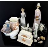 Four Lladro figures, Beswick and other items, (8), .