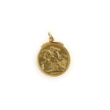 Victoria gold sovereign mounted as a pendant, 1900 . CONDITIONGross weight 9 grams