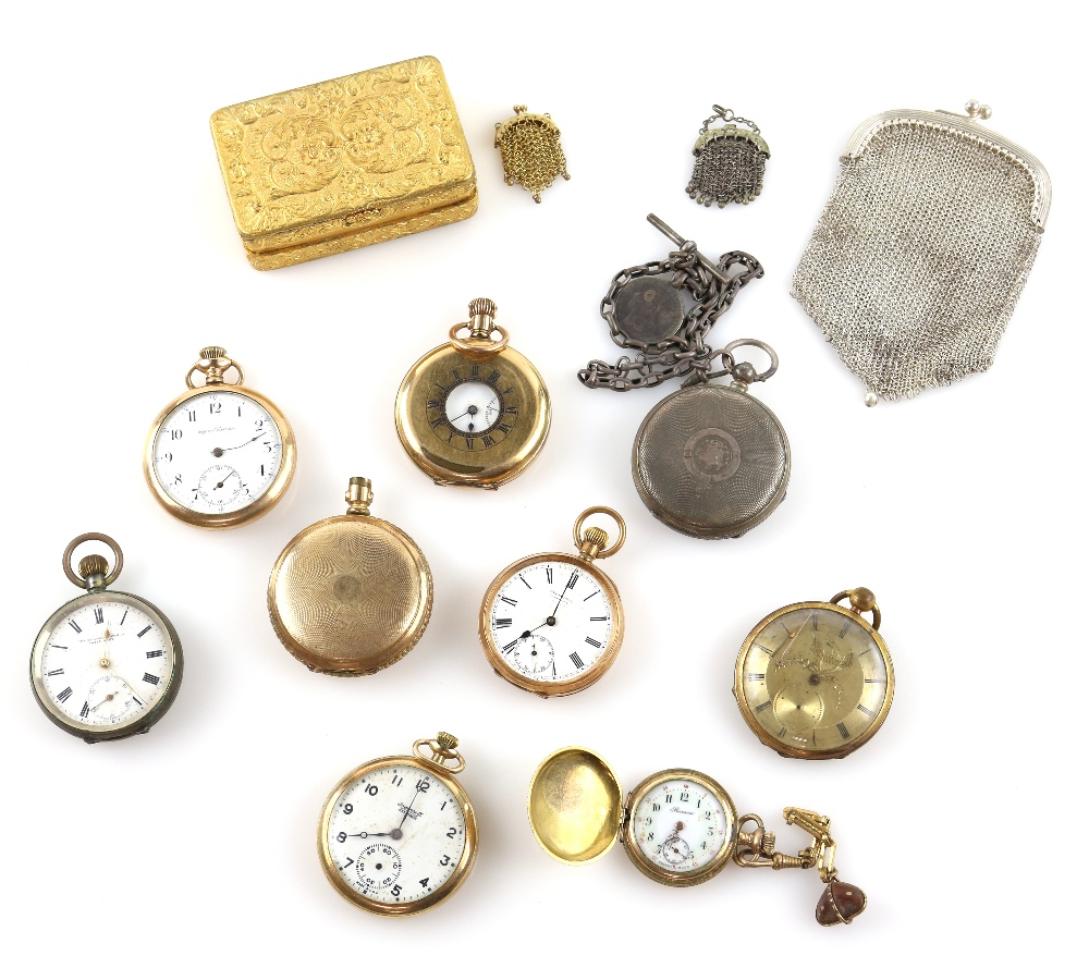 A group of nine pocket watches by various makers in yellow and base metal cases a continental gilt - Image 2 of 2