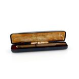 Cased Yard-O-Led gold propelling pencil with engine turned finished, initials R.P.J engraved in