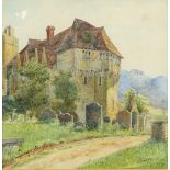 Evelyn Redgrave (British, 1849-1932) Stokesay Castle, signed on the reverse, inscribed lower