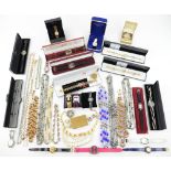 Group of vintage costume jewellery and fashion watches, including 1950's paste set and faux pearl