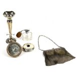 Various items of silver plate and other metalware including frames, cruet, posy-vase etc, (one