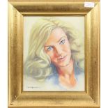 Sir Peter O'Sullevan - Oil on canvas of Patricia (Peter's Wife) painted by Peter Deighan, framed, 10