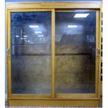 Mid 20th century oak and pine shop display cabinet with two glazed doors 200cm x 180cm x 68cm. Frame