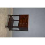 Mahogany side table and a pine pot cupboard.