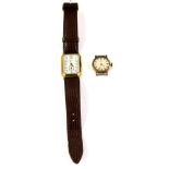 E Gubelin Lucerne, Gentleman's gold wristwatch in rectangular stepped case, the signed dial with