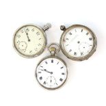 Three gentleman's silver pocket watches, Birmingham 1931 and 1948 and London 1919.