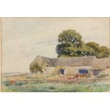 George Soper R.E. (British, 1870-1942), The Cattle Shed, watercolour, inscribed label verso from the