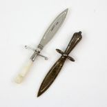 Two silver bookmarks in the form of daggers and swords one by Chrisford and Norris circa 1905 and