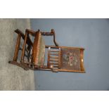 American walnut rocking chair with tapestry seat.
