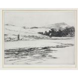 Norman Wilkinson (1878-1971) figure fishing signed drypiont etching, signed in pencil 24cm x