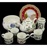 A quantity of Portmeirion botanical pattern dinner wares including teapot, butter dish bowls,