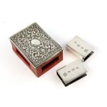 Large Edwardian Chester silver topped match box holder 1903 and a pair of Sheffield silver match box