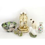 Royal Copenhagen figural group of ducks model number 2128, a modern German clock in glass dome and