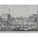 Two reproduction of Italian prints depicting Florence, both framed, (2).