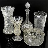 Small quantity of cut class items including a decanter.
