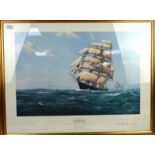 John Chancellor signed limited edition print 'Victory in Pursuit of Nelson', 577/850, 'A Speeding