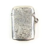 Large silver brightcut vesta case with vacant cartouche, Birmingham 1920.