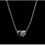 Diamond set heart pendant, estimated total diamond weight 0.10 carats, pendant 0.9 x 0.9cm, on twist